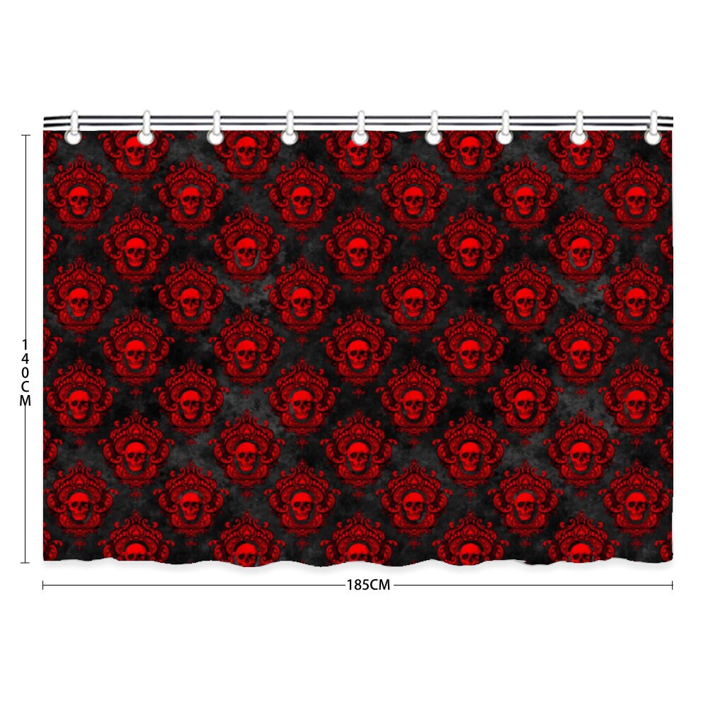 Schwarz und Rot Totenkopf Druck Badedusche Vorhang 55 x | Etsy