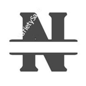 May include: A dark gray metal monogram letter "N" with a horizontal white stripe dividing the letter. The letter has a serif font and is suitable for home decor or personalization projects.