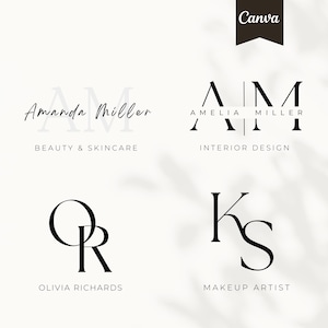 4 Editable Logo Templates | Beauty Logo Design | Makeup Artist Logo | Esthetician Logo | Hair Business Logo | Interior Design Logo