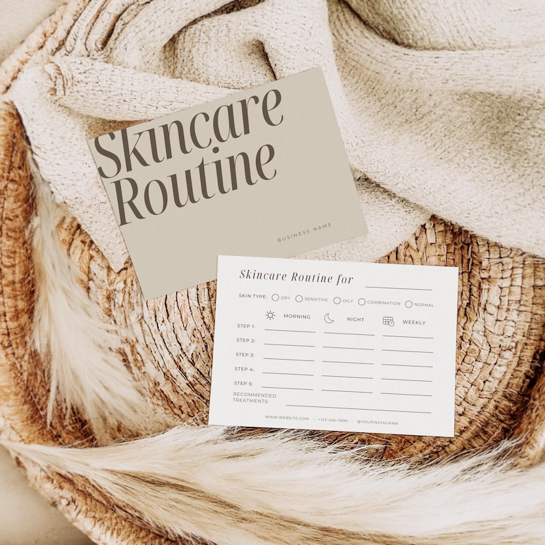 Editable skincare planner with morning night routine and weekly treatment tracker