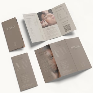 Esthetician Medspa Trifold Brochure Template | Beauty Salon Price List Flyer | Beauty Spa Menu