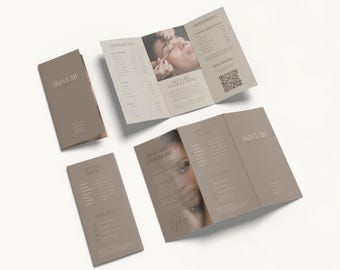 Sjabloon voor schoonheidsspecialiste Medspa in drieën gevouwen brochure | Prijslijstflyer schoonheidssalon | Beauty spa-menu