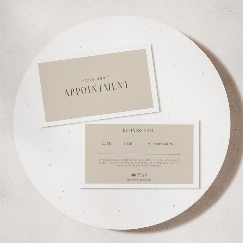 Editable Beige Appointment Card Template: Beauty Salon Appointment ...