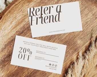 Editable Beauty Salon Refer A Friend Card Template | Client Referral Card