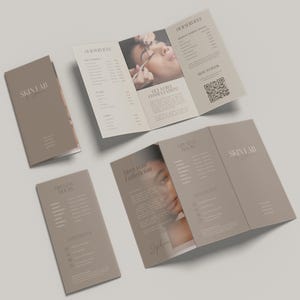 Esthetician Trifold Brochure | Medspa Skincare Beauty Brochure Template | Beauty Salon Price List | Beauty Esthetician Flyer Template