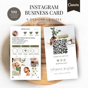 Instagram Visitenkarte Vorlage | Beauty Wellness Kosmetikerin Visitenkarte | I Visitenkarte Vorlage | QR Code Visitenkarte