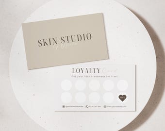 Esthetician Beauty Salon Waxing Loyalty Card Template | Customer Rewards Card (Editable in Canva)