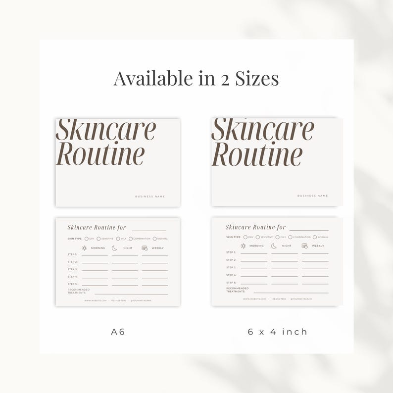 Aesthetic beauty routine template printable in 6x4 and A6 sizes