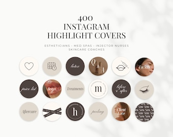 400 Esthetician Skincare Beauty Instagram Story Highlight Covers (Editable in Canva)