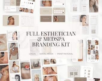 Kit de marca para esteticistas de Medspa / Kit de marca de cuidado de la piel Canva / Plantillas de redes sociales para Medspa