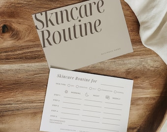 Modello di scheda per routine di cura della pelle minimalista / Scheda di monitoraggio post-trattamento per il cliente, modificabile, nei toni del beige e del marrone