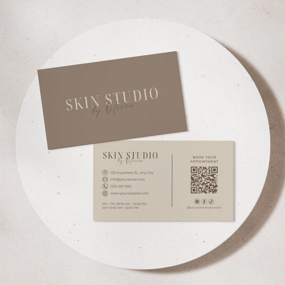 Esthetician Med Spa Beauty Salon Business Card Template | Skincare Branding (Editable in Canva)