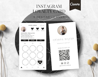 Lash Tech Brow Makeup Artist Instagram Loyalty Card Template | Elegant Beauty Loyalty Rewards