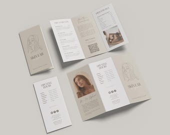 Esthetician Trifold Brochure Template: Medspa & Beauty Salon Price List