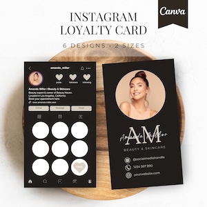 Schönheit Treuekarte | Instagram Loyalitäts-Visitenkarte | Friseur Salon Loyalitätskarte | Friseur Make-up Artist Hautpflege Loyalität Kartenvorlage