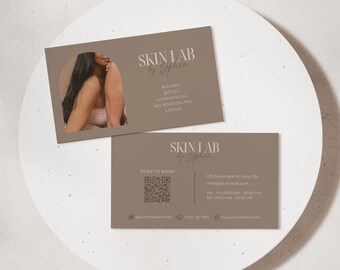 Esthetician Waxing Spray Tan Business Card Template: Skincare, Med Spa Branding