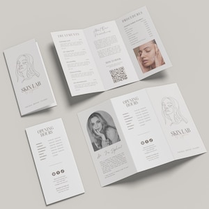 Esthetician Trifold Brochure | Medspa Skincare Beauty Brochure Template | Beauty Salon Price List | Beauty Esthetician Flyer Template
