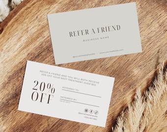 Editable Refer a Friend Business Card | Printable Beauty Salon Client Referral Card