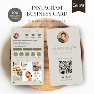 Instagram Visitenkarte | IG Visitenkarte | Schönheit Wellness Visitenkarte | Kosmetikerin Visitenkarte Vorlage | QR Code Visitenkarte