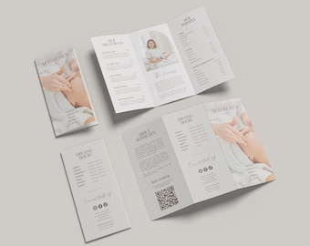 Esthetician Trifold Brochure Template: Medspa Beauty Salon Brochure Price List