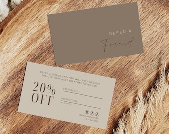 Editable Beauty Salon Client Referral Card Template | Refer A Friend Business Card
