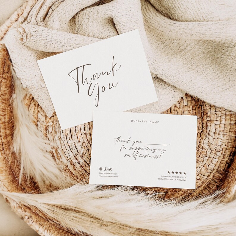 Minimal Thank You Card Template Small Business | Editable Canva Order ...