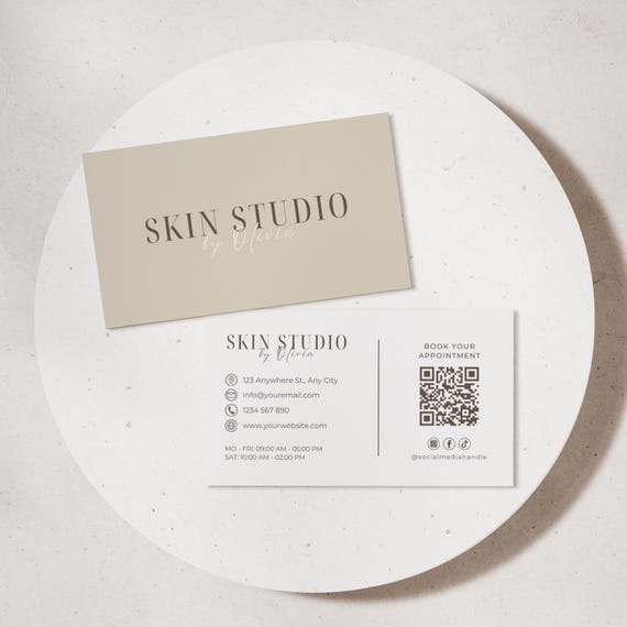 Esthetician Beauty Business Card Template: Skincare & Med Spa Branding (Editable in Canva)