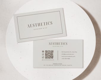 Luxury Med Spa Esthetician Business Card Template: Editable Skincare & Beauty Branding (Canva)