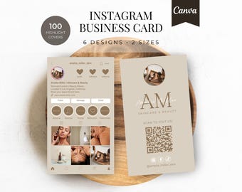 Editable Beauty Esthetician Instagram Business Card Template | IG QR Code Card (Digital Download)