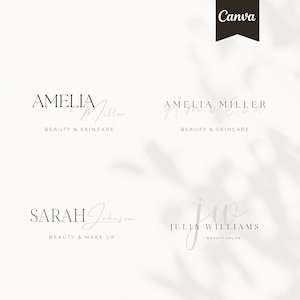 4 Beauty Salon Logos | Makeup Artist Logo | Editable Logo Template | Canva Logo Design | Hairstylist Logo | Esthetician Logo | DIY Logo