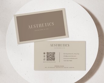 Esthetician Beauty Business Card Template: Skincare Medspa Branding (Canva Editable)