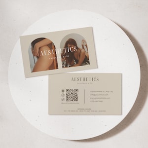 Modelo de cartão de visita de esteticista | Cartão de visita de spa médico para cuidados com a pele | Cartão de visita de depilação de salão de beleza | Branding de negócios de esteticista