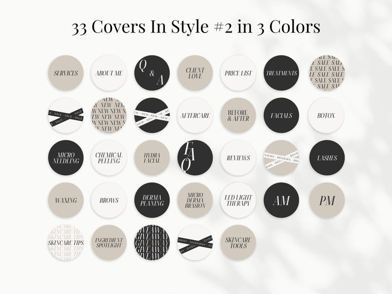 There are 33 Esthetician Instagram Highlight Covers in Style Number 2.