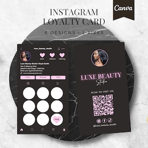 Carta fedeltà Pink Beauty / Biglietto da visita Instagram / Carta fedeltà truccatore parrucchiere / Carta fedeltà aziendale / Carta timbro fedeltà