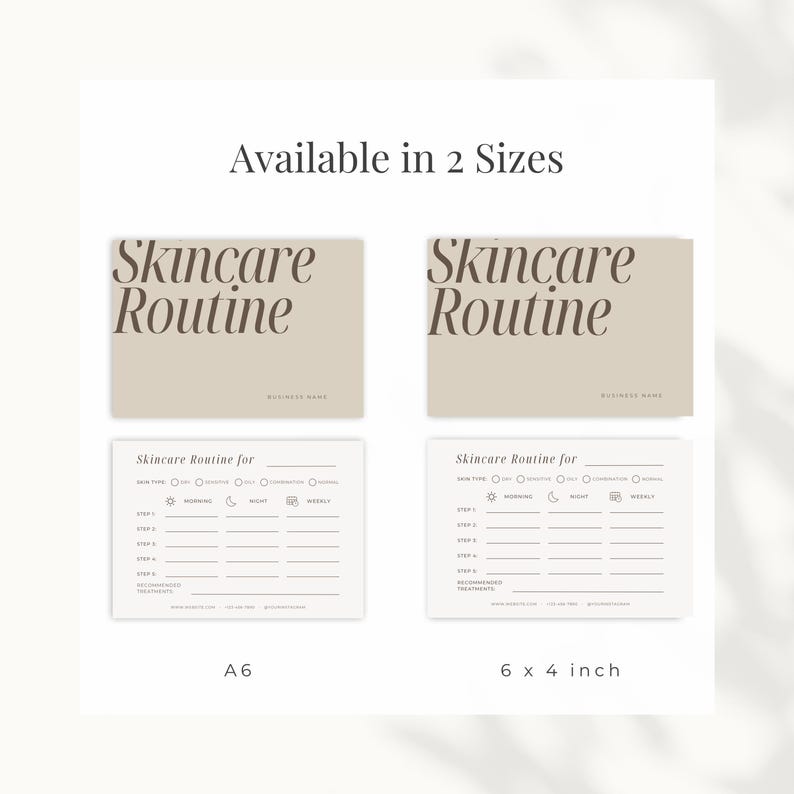 Beauty routine template printable in 6x4 and A6 sizes