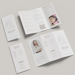 Esthetician Trifold Brochure | Medspa Skincare Beauty Brochure Template | Beauty Salon Price List | Beauty Esthetician Flyer Template