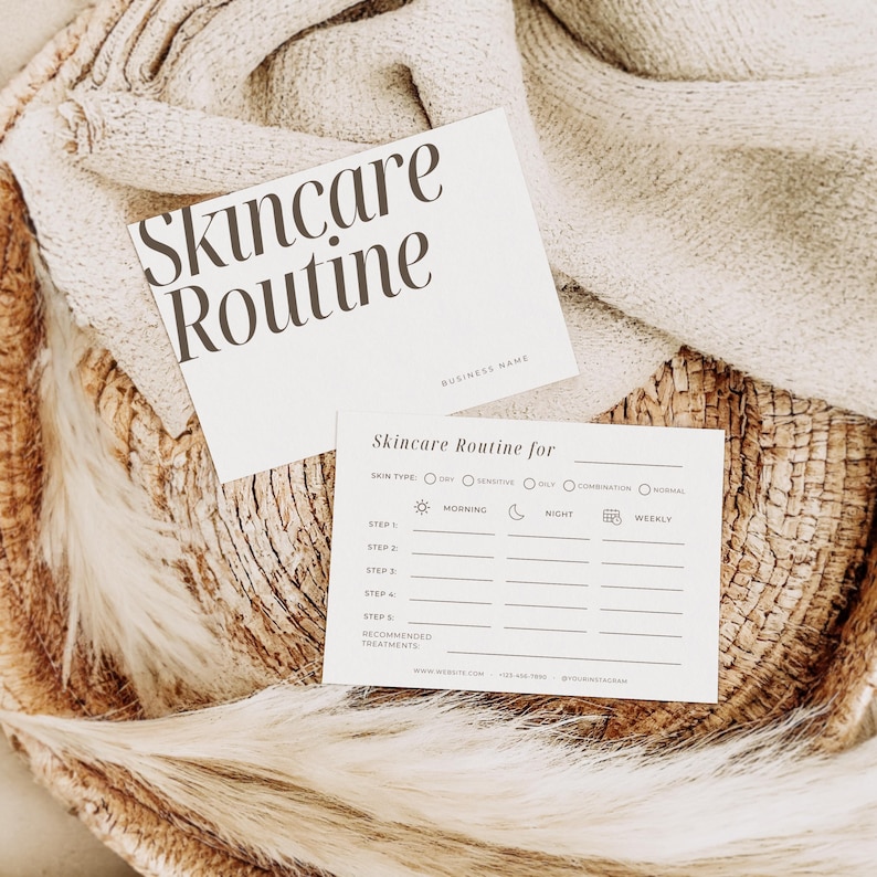 Esthetician skincare routine template for client aftercare and personalized routines
