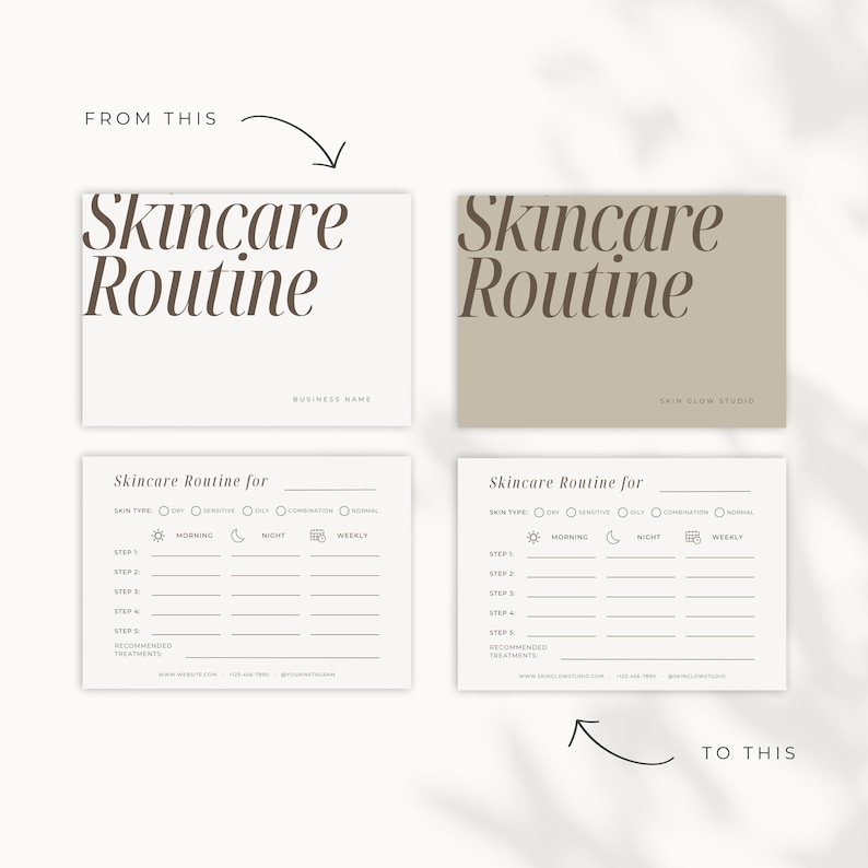 Fully editable skincare routine sheet for glow up routine and skincare organization
