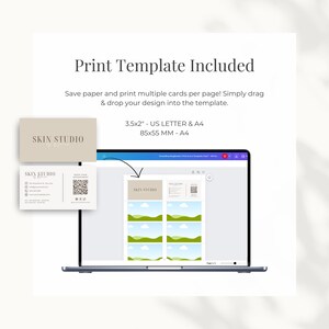 A print template is included for easy at-home printing of your aesthetics business card.