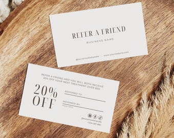 Editable Client Referral Card Template | Beauty Salon Refer A Frien Business Card