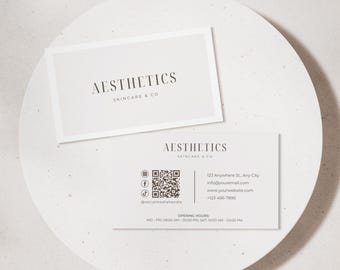 Neutral Esthetician Beauty Business Card Template: Modern Skincare & Medspa Branding (Canva Editable)