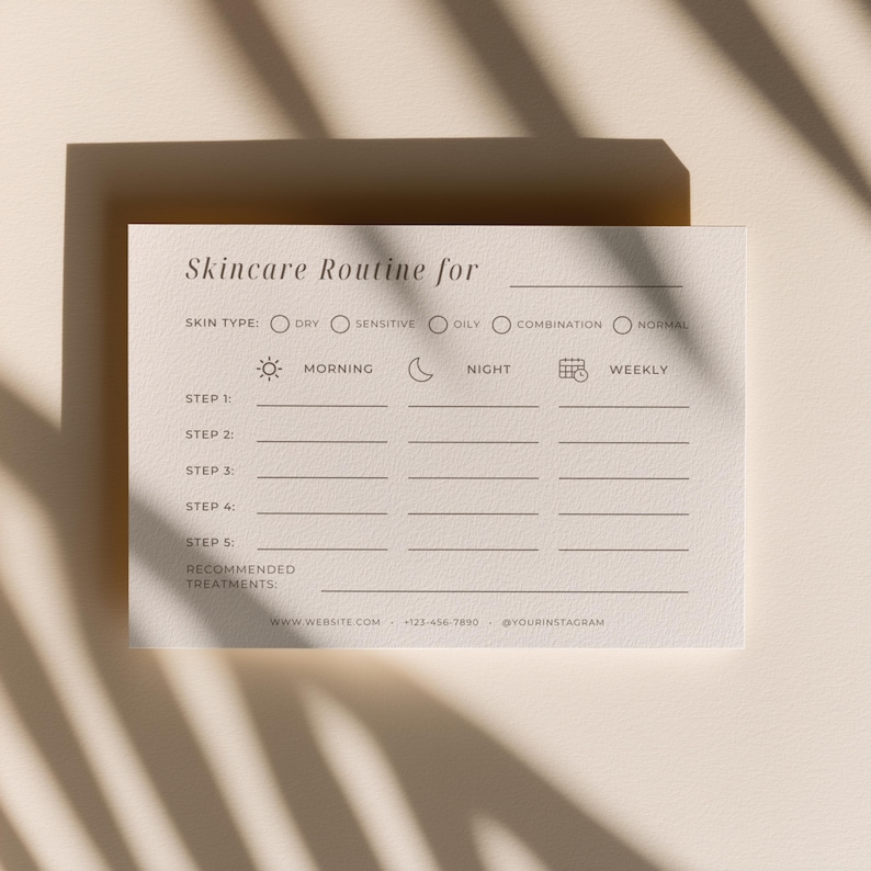 Printable facial aftercare card for skincare professionals and estheticians
