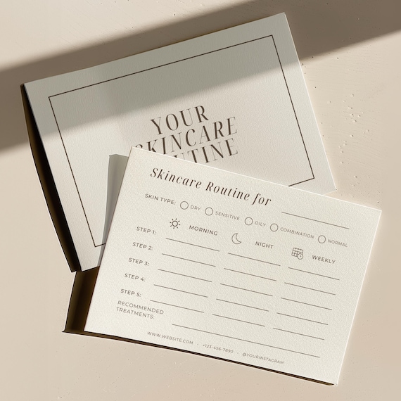 Editable Skincare Routine Card for Estheticians And Skincare Professionals | Minimal Facial Aftercare Template