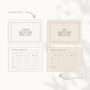 Canva editable skincare routine card for spa and skincare studios, fully customizable