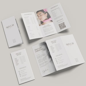 Esthetician Trifold Brochure | Medspa Skincare Beauty Brochure Template | Beauty Salon Price List | Beauty Esthetician Flyer Template
