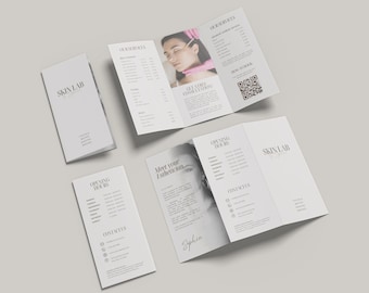 Esthetician Trifold Brochure Template: Medspa Beauty Salon Price List Flyer Template