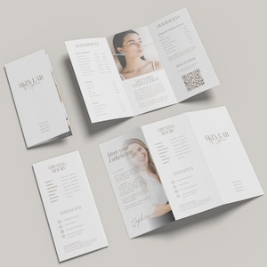 Esthetician Trifold Brochure | Medspa Skincare Beauty Brochure Template | Beauty Salon Price List | Beauty Esthetician Flyer Template
