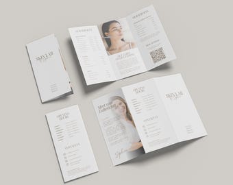 Esthetician Trifold Brochure Template | Beauty Salon Price List Flyer | Beauty Spa Menu Leaflet