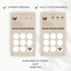 The beauty loyalty card comes in two sizes: 2x35 inch and 55x85 mm.