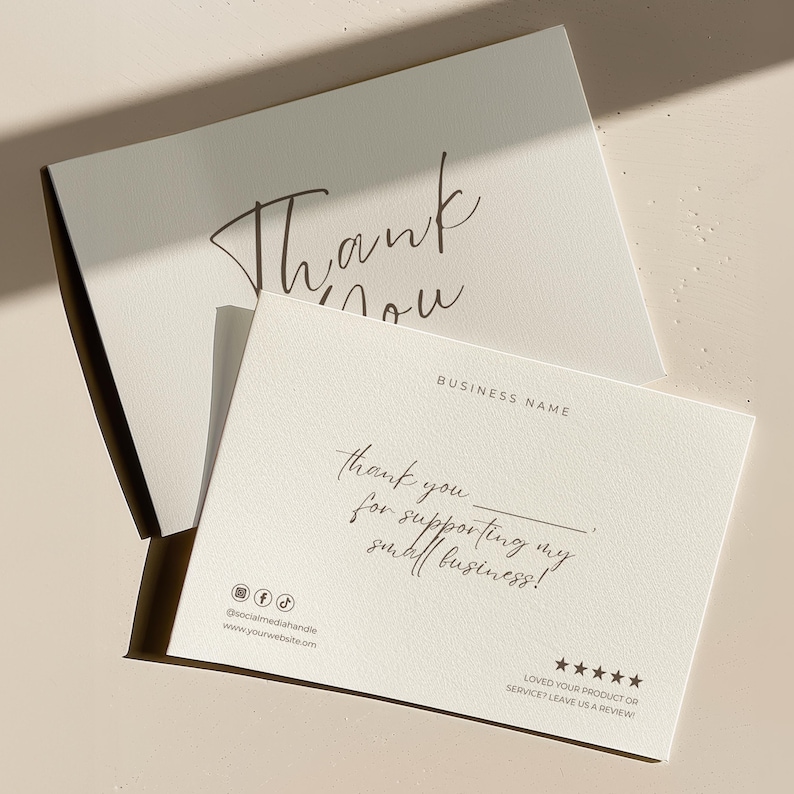 Minimal Thank You Card Template Small Business | Editable Canva Order ...